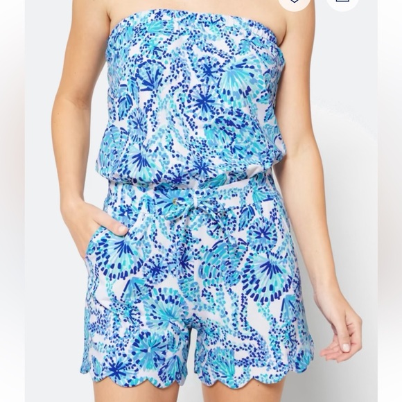 LILLY PULITZER Jace Romper blue size large - Picture 1 of 16